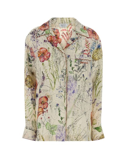 McQueen Multicolor Printed Crepe Shirt