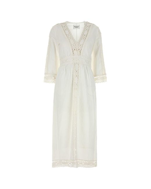 Abito Veona in misto lino bianco di Isabel Marant in White