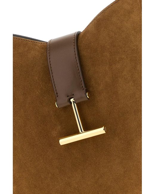 Tom Ford Brown Camel Suede Shoulder Bag