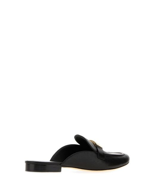 Tory Burch Black Leather Leelee Slippers