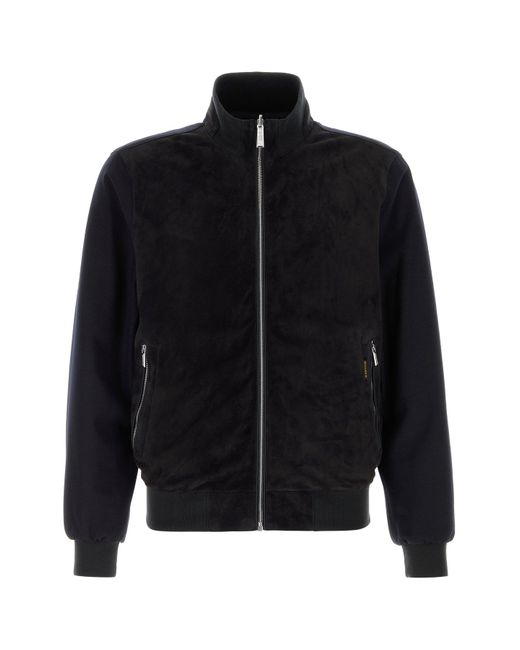 Moorer Black Midnight Blue Velvet Axten Bomber Jacket for men