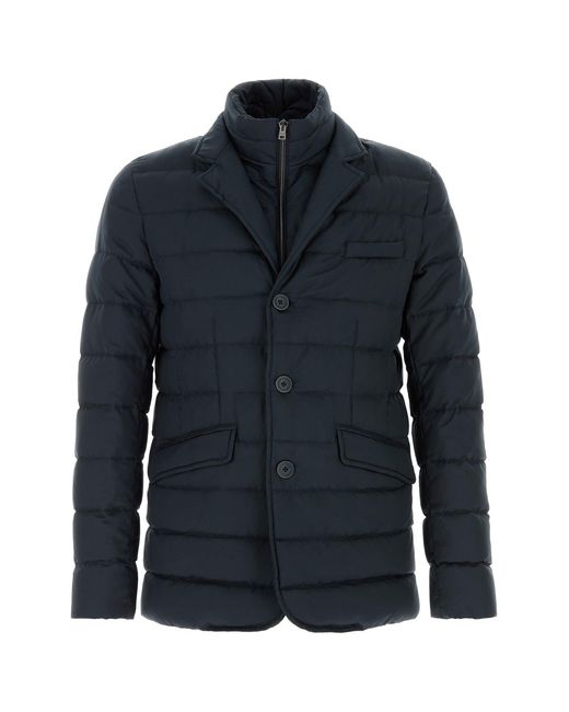 Herno Navy Blue Polyester Down Jacket for men