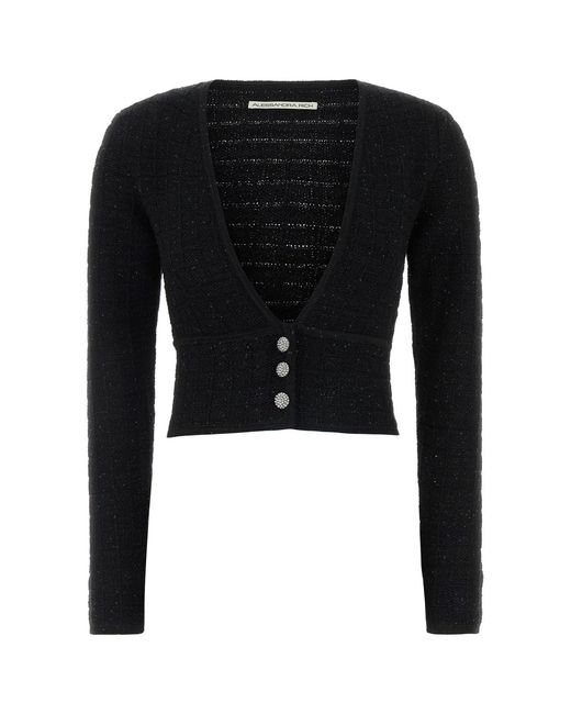 Alessandra Rich Black Boucle Cardigan