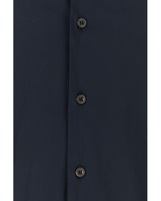 Camicia in popeline stretch blu di Prada in Blue da Uomo
