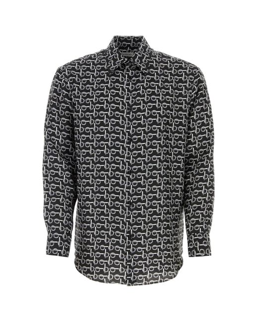 Camicia oversize in seta stampata di Burberry in Gray da Uomo