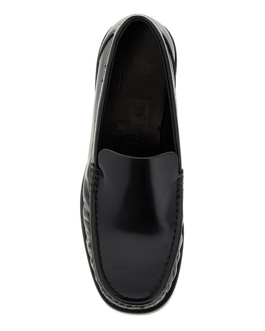 A.P.C. Black Leather Romeo Loafers for men