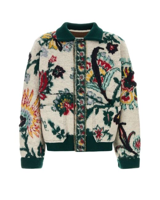 Sacai Green Embroidered Wool Sweater for men