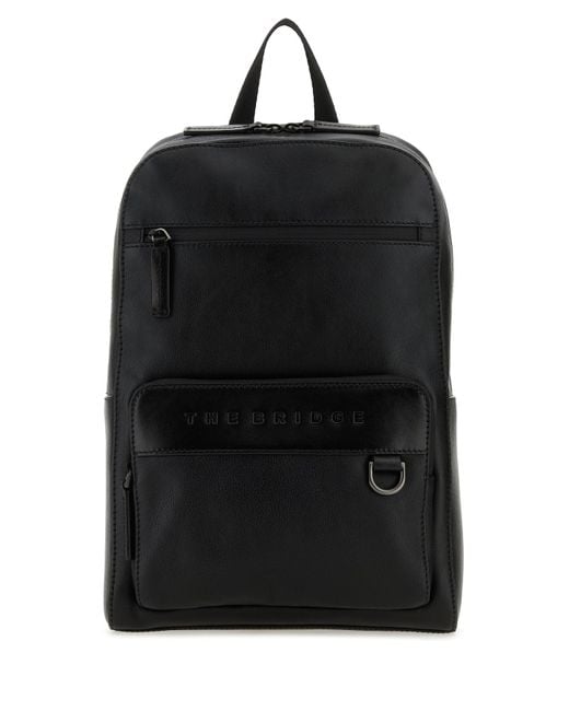 Zaino Damiano piccolo in pelle nera di The Bridge in Black