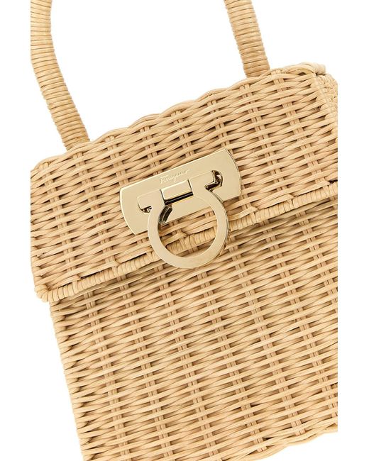 Ferragamo Natural Salvatore Raffia Handbag