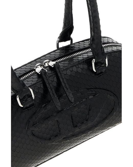 DIESEL Black Leather 1Dr Dome Shoulder Bag