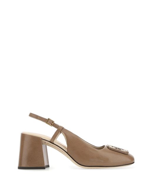 Tory Burch Mud Leather Georgia Pumps in Brown | Lyst