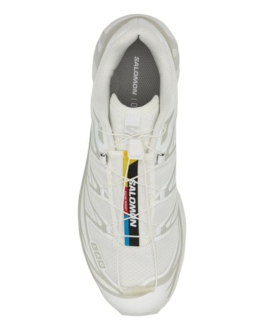 Salomon White Fabric And Rubber Xt-6 Sneakers