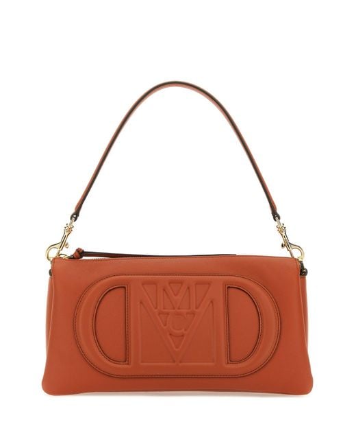 Borsa a spalla Mode Travia piccola in pelle mattone di MCM in Brown