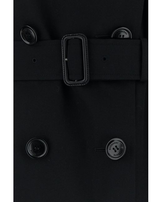 Burberry Black Heritage Kensington Long Trench Coat