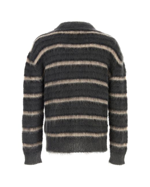 Maglione in misto mohair ricamato di Marni in Black da Uomo