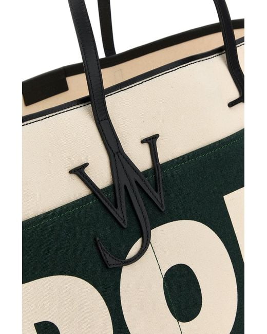 J.W. Anderson Black Jw Anderson Ivory Canvas Anchor Xl Shopping Bag