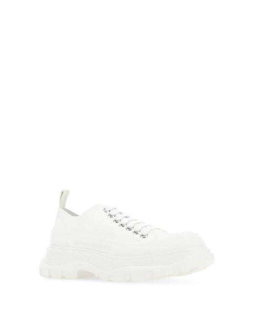 McQueen White Canvas Tread Slick Sneakers