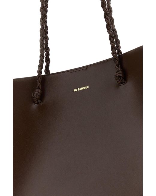 Jil Sander Brown Chocolate Leather Tangle Shopping Bag