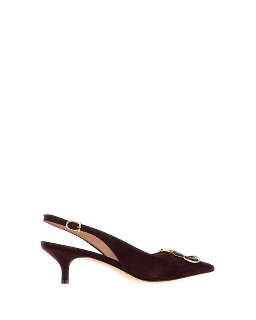 Ferragamo Brown Salvatore Aubergine Suede Sara 40 Pumps