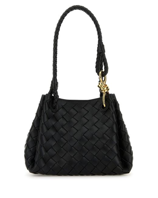 Borsa a mano Parachute piccola in pelle nera di Bottega Veneta in Black