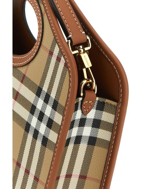 Burberry Brown Canvas Leather Mini Pocket Handbag
