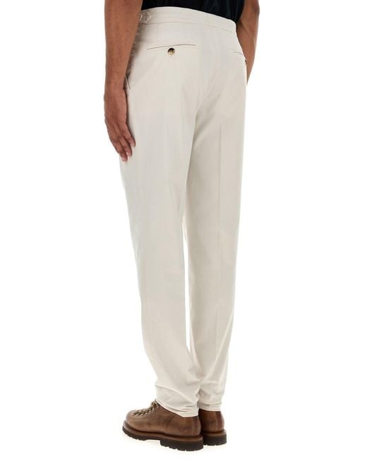 Brunello Cucinelli White Chalk Stretch Cotton Pant for men
