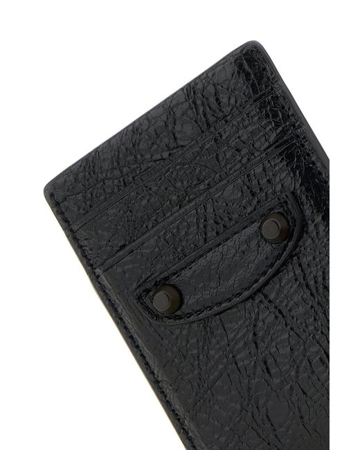Balenciaga Black Leather Le City Card Holder for men