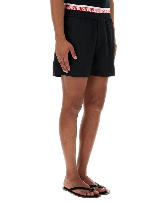 Versace Black Nylon Bermuda Shorts for men