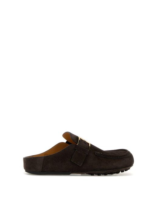 Tod's Black Dark Suede Slippers
