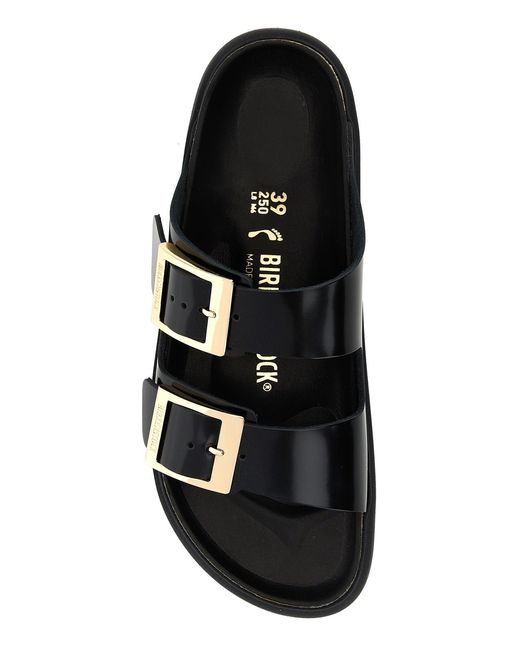 Birkenstock Black Arizona Db Hex Shine, Natural Leather