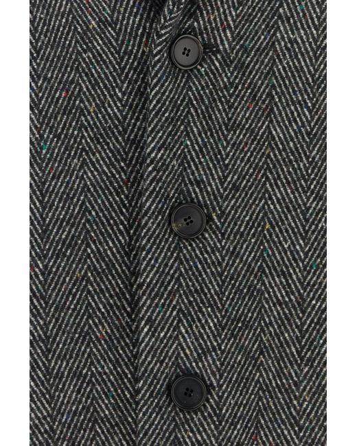 Givenchy Black Embroidered Wool Blend Coat for men