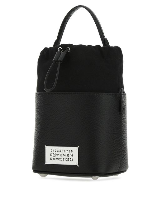 Maison Margiela Black Leather And Canvas Mini 5Ac Bucket Bag