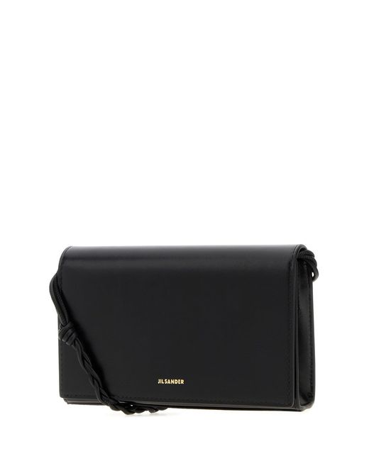 Jil Sander Black Leather Tangle Wallet