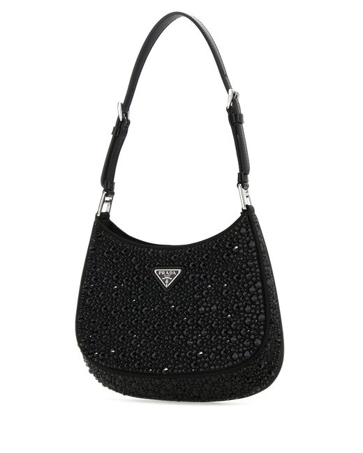 Prada Black Cleo Crystal-embellished Shoulder Bag