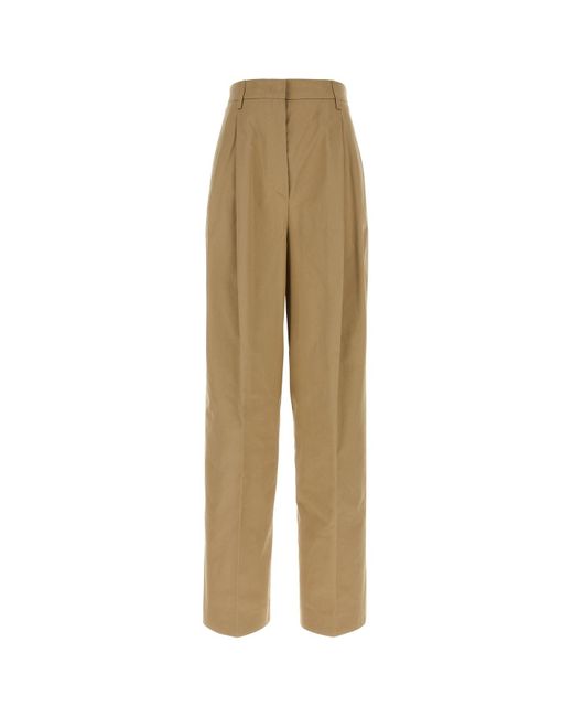 Pantalone in cotone cammello di Prada in Natural