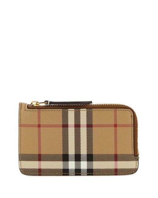 Burberry Brown Checked Motif Card Holder