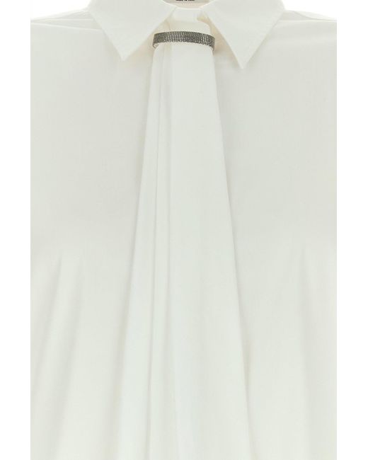 Brunello Cucinelli White Stretch Poplin Shirt