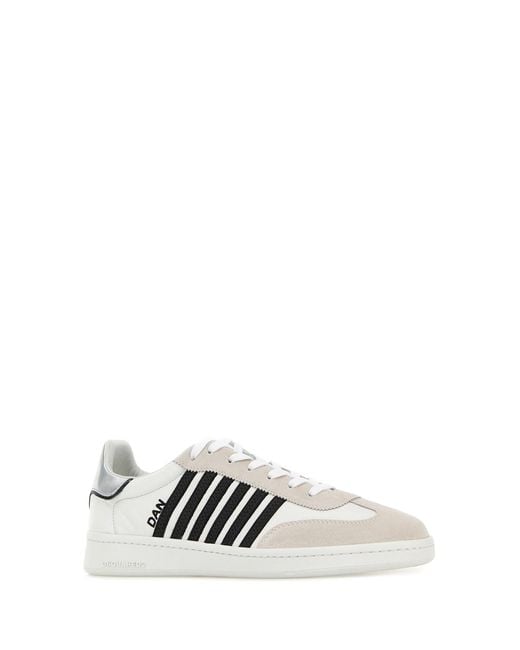 DSquared² White Nappa Leather Boxer Sneakers for men