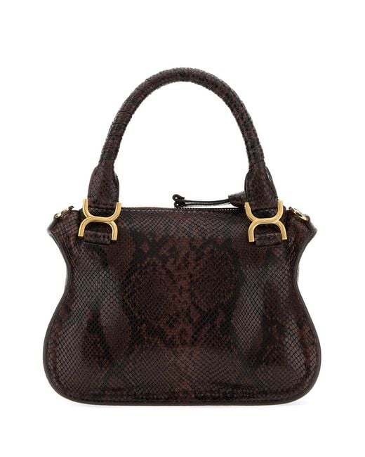 Chloé Black Printed Leather Small Marcie Shoulder Bag
