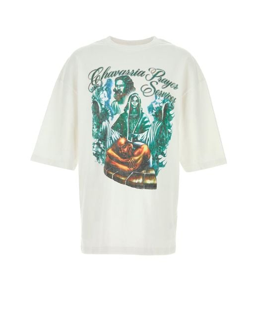 Willy Chavarria White Cotton Oversize Chavarria Prayer Services T-shirt for men