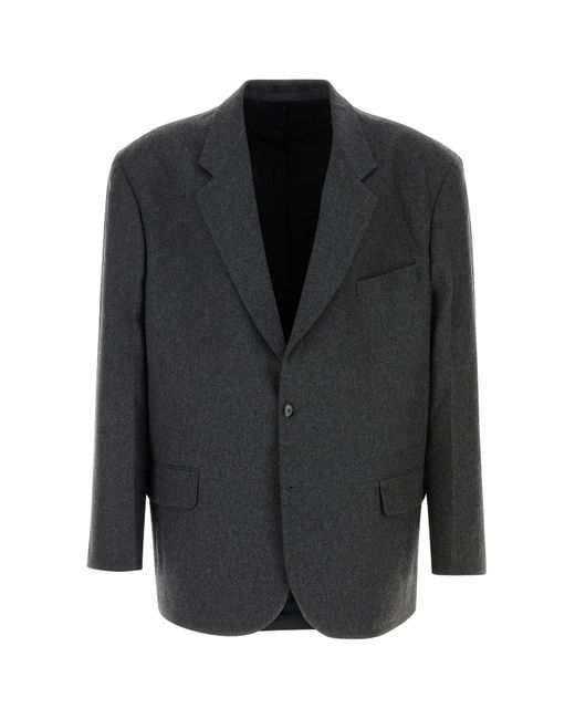 Random Identities Black Graphite Wool Blend Blazer for men