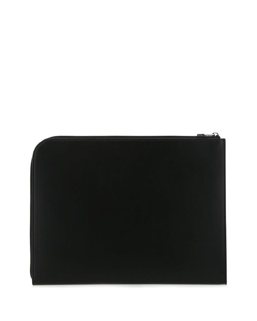 McQueen Black Leather Document Holder for men