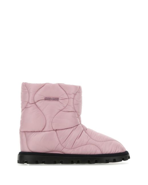 Miu Miu Synthetic Pink Nylon Ankle Boots | Lyst
