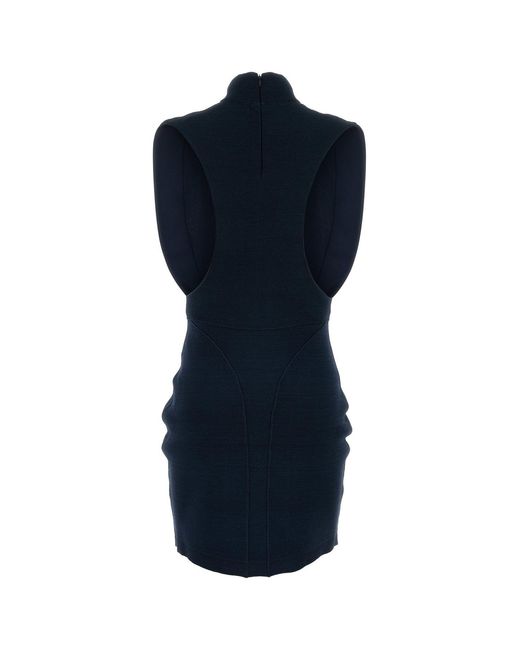 Alaïa Blue Stretch Viscose Blend Mini Dress