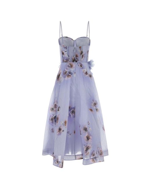 Abito Hypnotic in misto lino stampato di Zimmermann in Purple