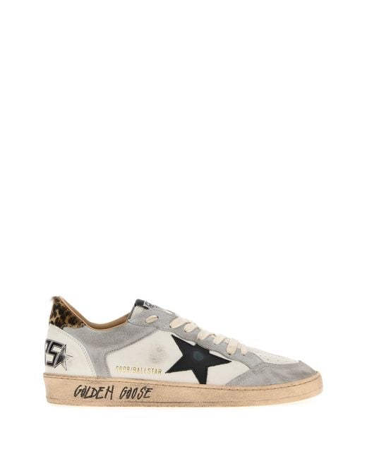 Golden Goose Deluxe Brand White Deluxe Brand Two-Tone Leather And Suede Ball Star Sneakers for men
