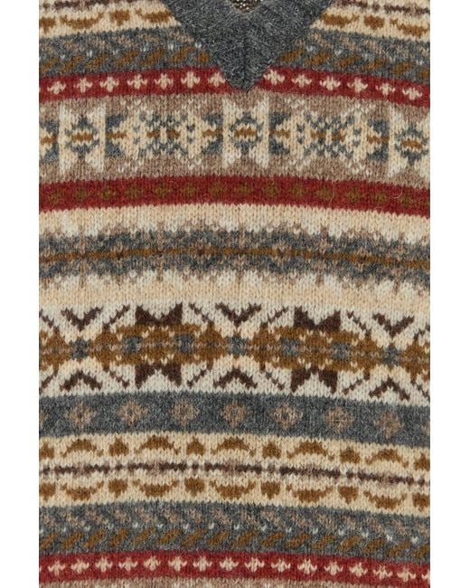 Harley Of Scotland Multicolor Embroidered Wool Vest for men