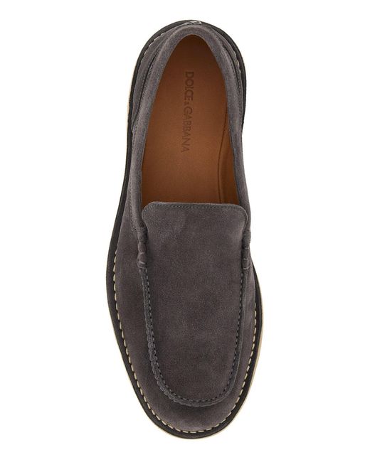 Dolce & Gabbana White Dark Suede New Florio Loafers for men