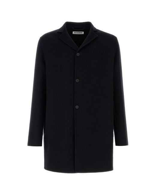 Jil Sander Black Midnight Blue Cashmere Blend Coat for men