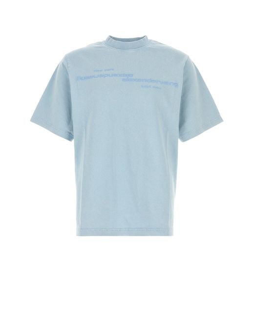Alexander Wang Blue Short Sleeve Tee W/ Mirrored Logo Print
